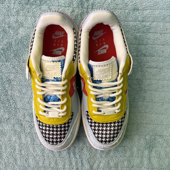 Nike Air Force 1 Shadow DM8076-100 Patchwork Yellow Red Size 9 Women’s - Picture 5 of 11